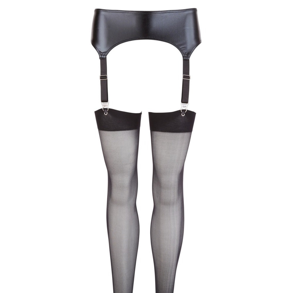 PlayBound UK adult toys & lingerie: noxqse wet look suspender belt and stockings