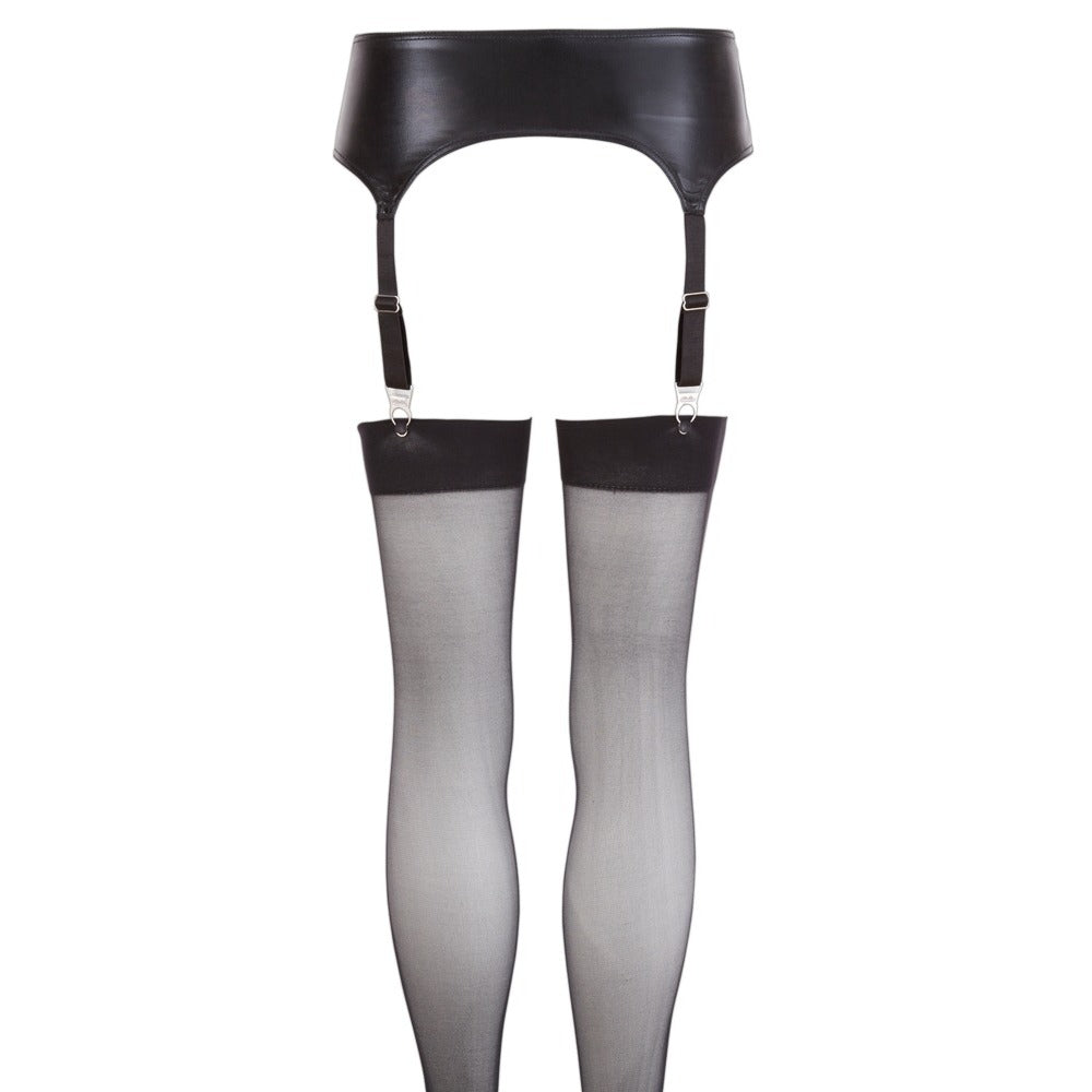 PlayBound UK adult toys & lingerie: noxqse wet look suspender belt and stockings