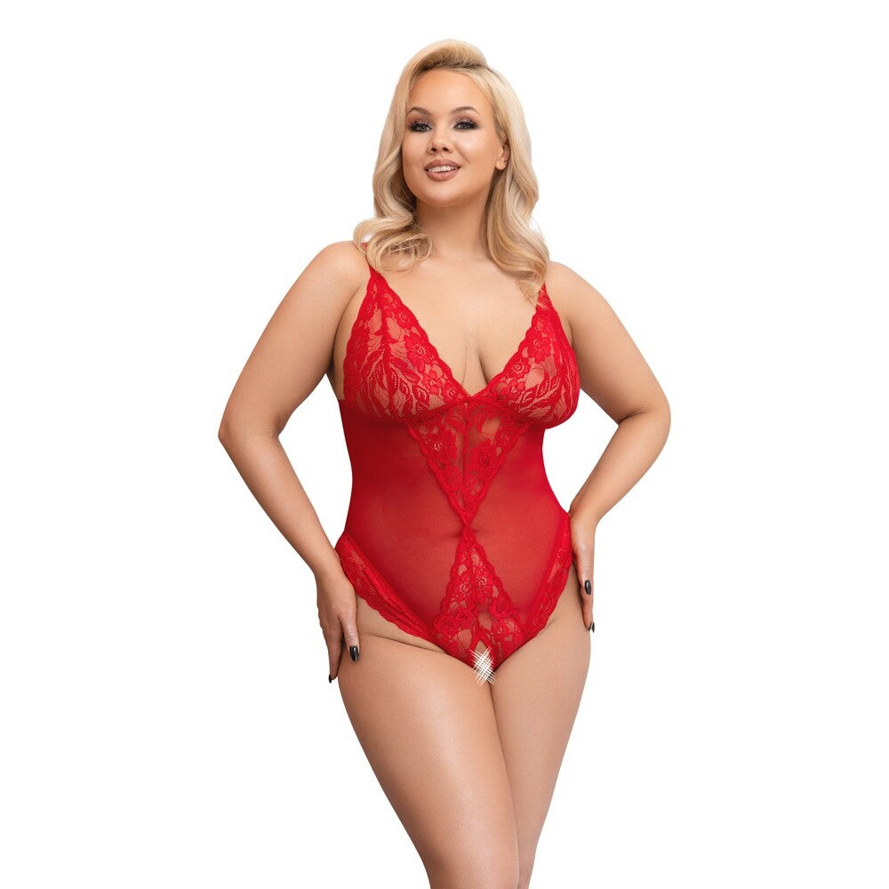 PlayBound UK adult toys & lingerie: cottelli curves crotchless body red