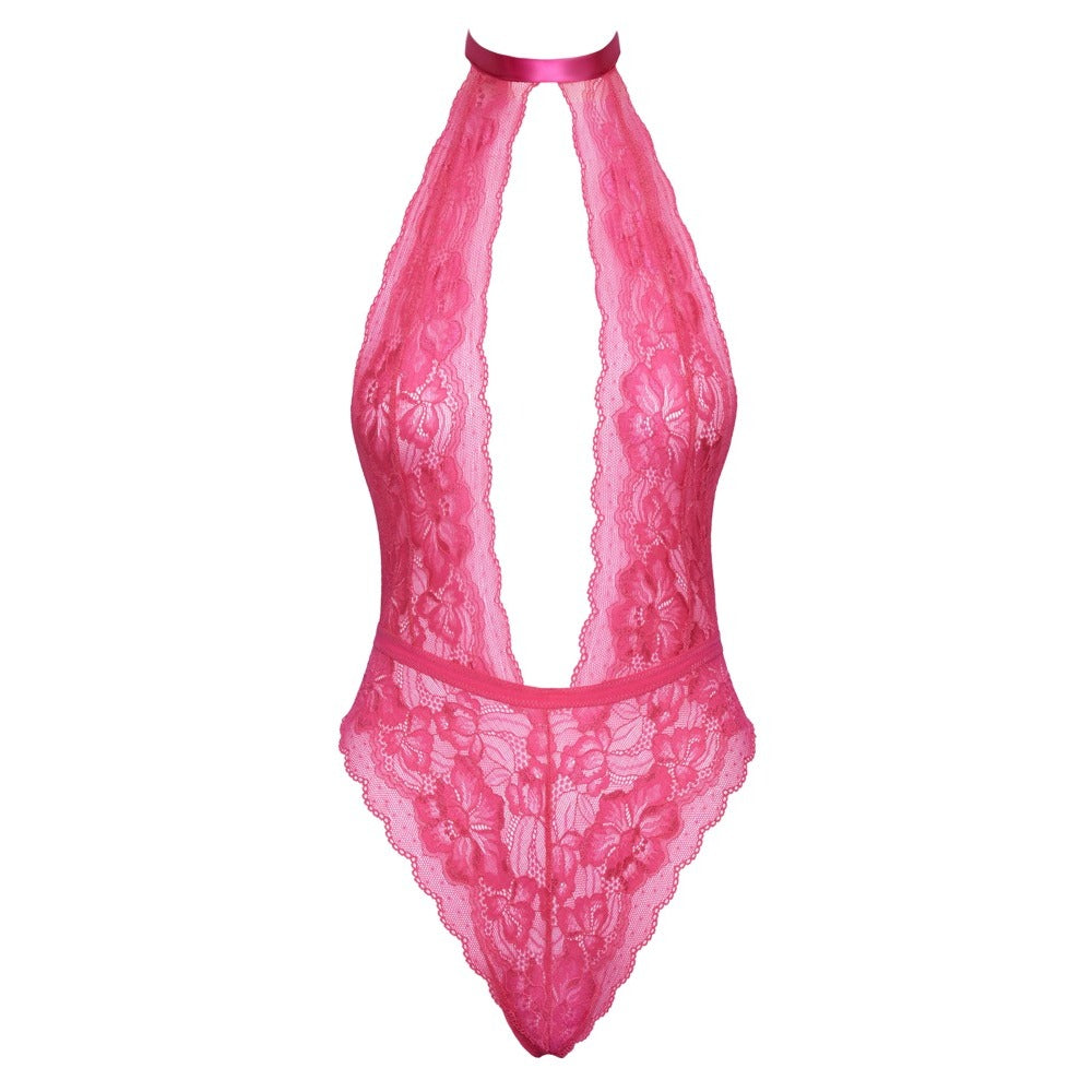 PlayBound UK adult toys & lingerie: kissable halterneck lace body pink