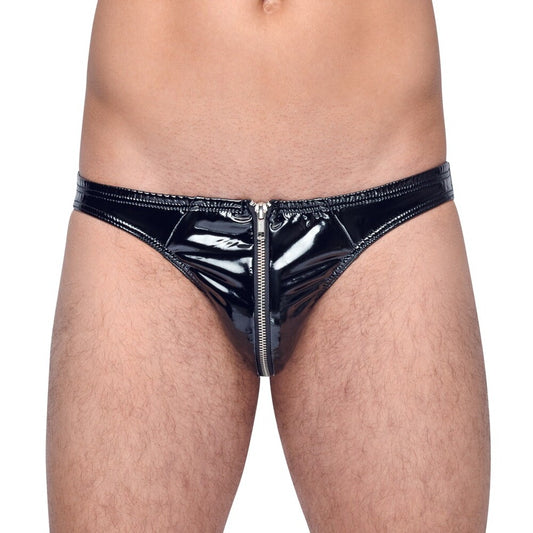 PlayBound UK adult toys & lingerie: black level vinyl briefs with zip black