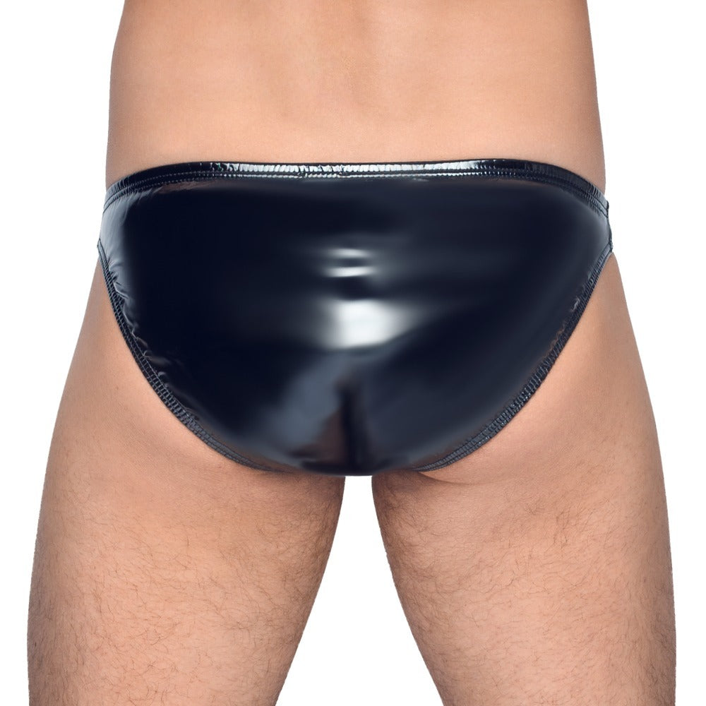 PlayBound UK adult toys & lingerie: black level vinyl briefs with zip black