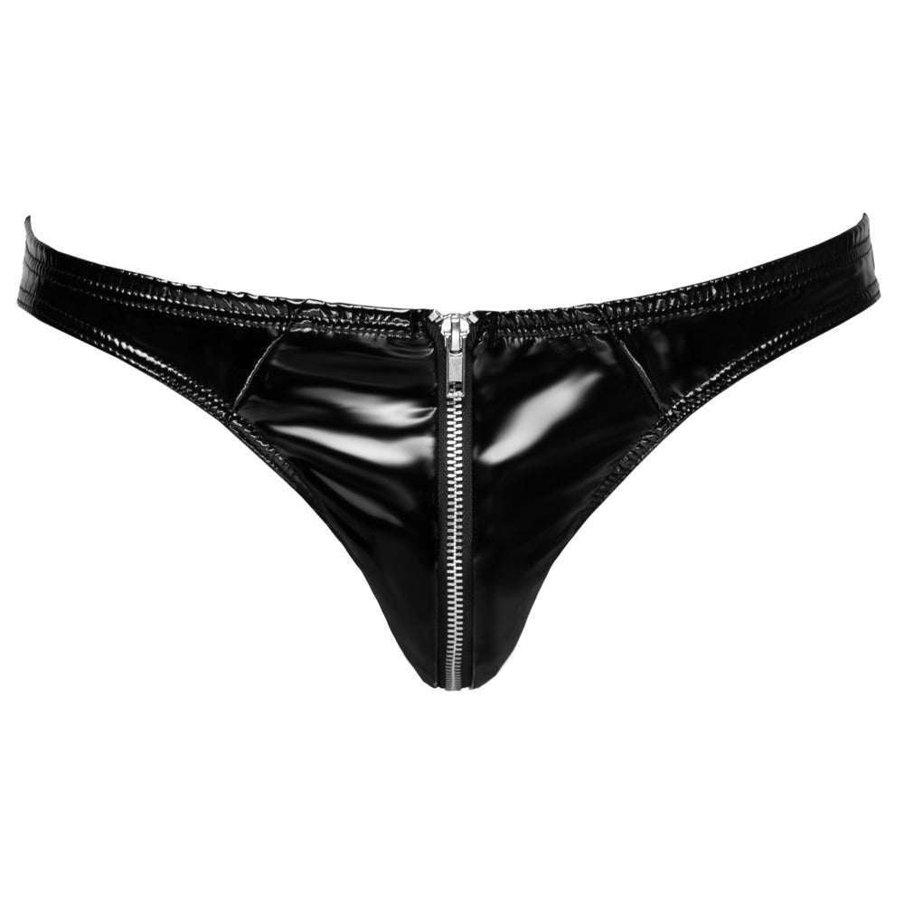 PlayBound UK adult toys & lingerie: black level vinyl briefs with zip black