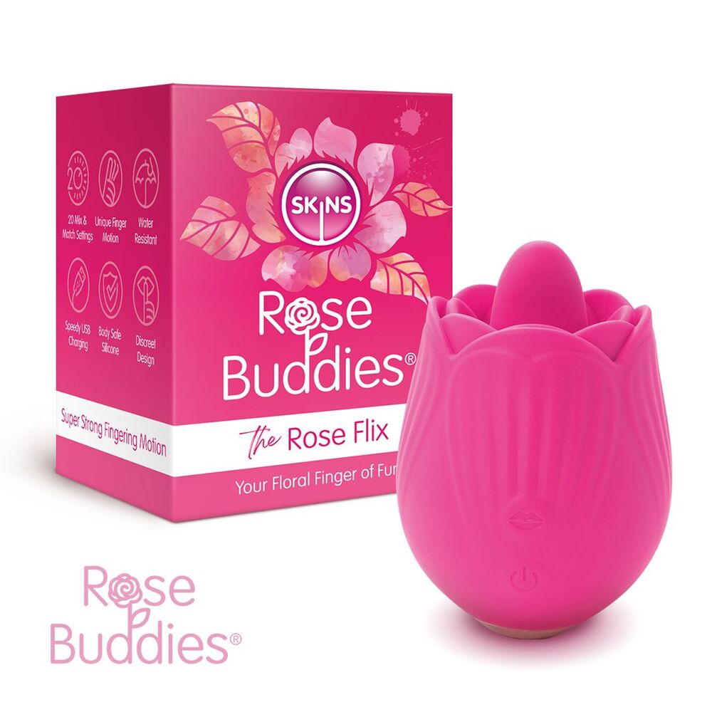 PlayBound UK adult toys & lingerie: skins rose buddies the rose flix clitoral massager pink