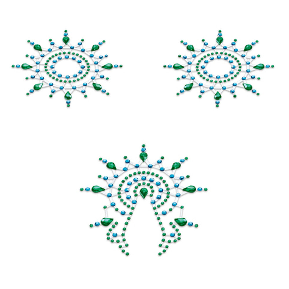 PlayBound UK adult toys & lingerie: petits joujoux gloria nipple and vagina pasties green