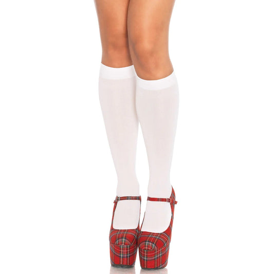 PlayBound UK adult toys & lingerie: leg avenue nylon knee highs white uk 8 to 14