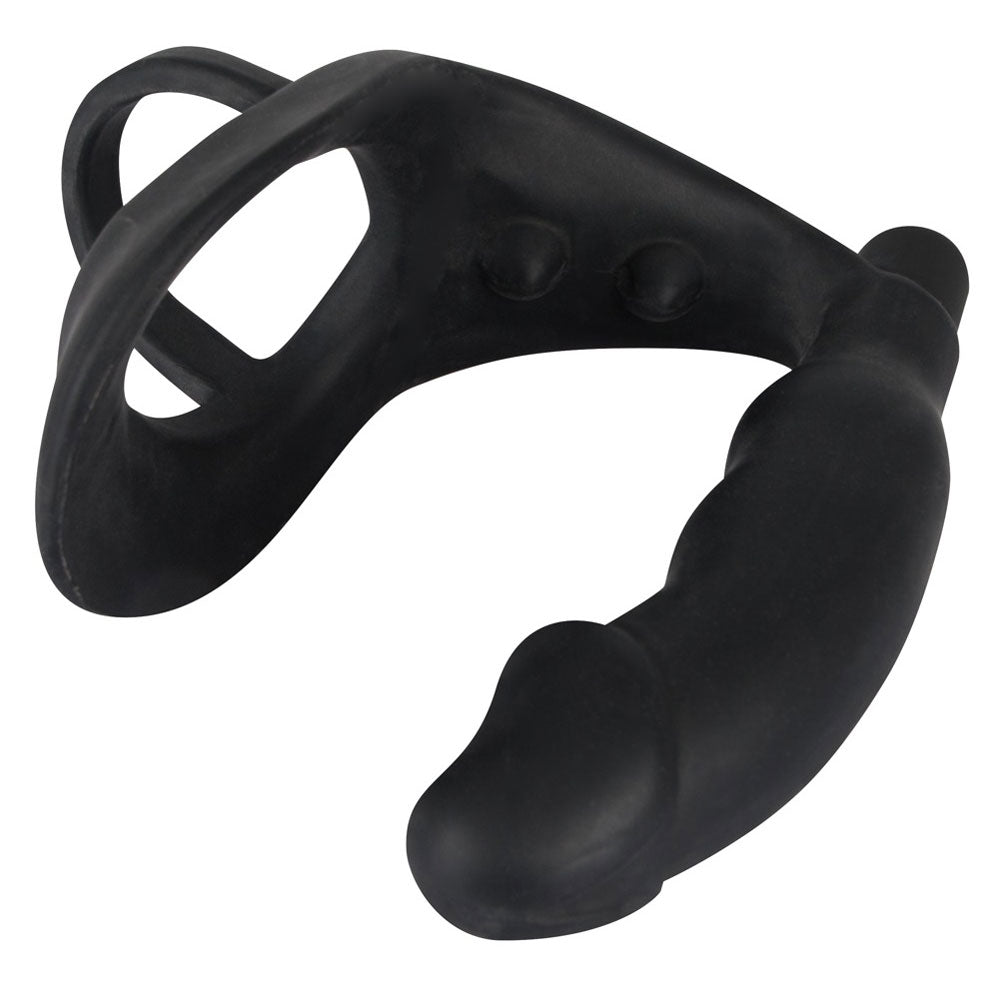 PlayBound UK adult toys & lingerie: black velvets cock ring and vibrating anal plug