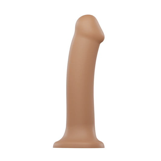 PlayBound UK adult toys & lingerie: strap on me silicone dual density bendable dildo small caramel