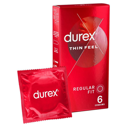 PlayBound UK adult toys & lingerie: durex thin feel regular fit condoms 6 pack