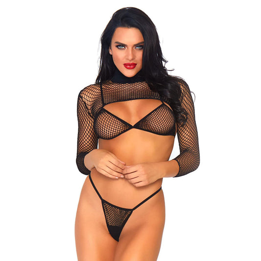 PlayBound UK adult toys & lingerie: leg avenue net top thong and bra uk 814