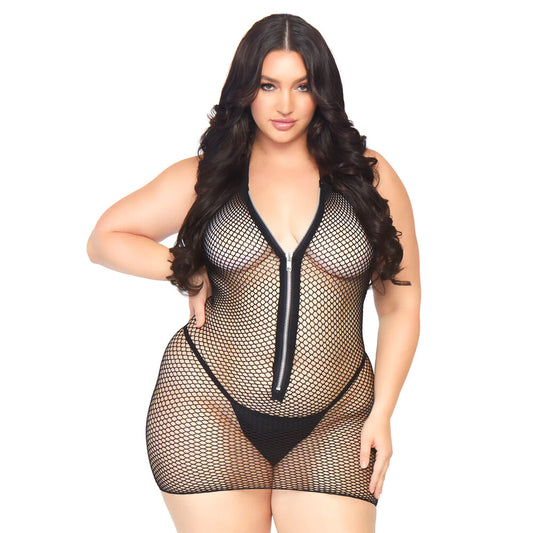 PlayBound UK adult toys & lingerie: leg avenue fishnet zip up dress plus size uk 18 to 22