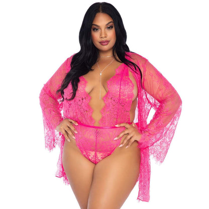 PlayBound UK adult toys & lingerie: leg avenue floral lace teddy and robe set