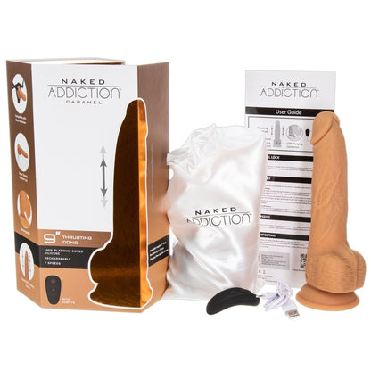PlayBound UK adult toys & lingerie: naked attraction 9 inch thrusting dildo caramel