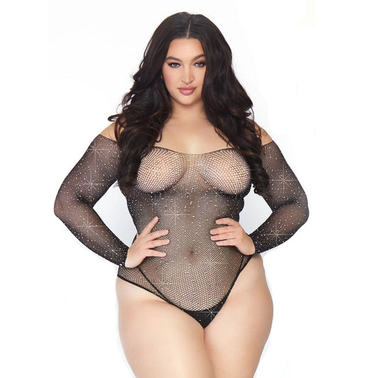 PlayBound UK adult toys & lingerie: leg avenue crystalized long sleeve body plus size uk 18 to 22