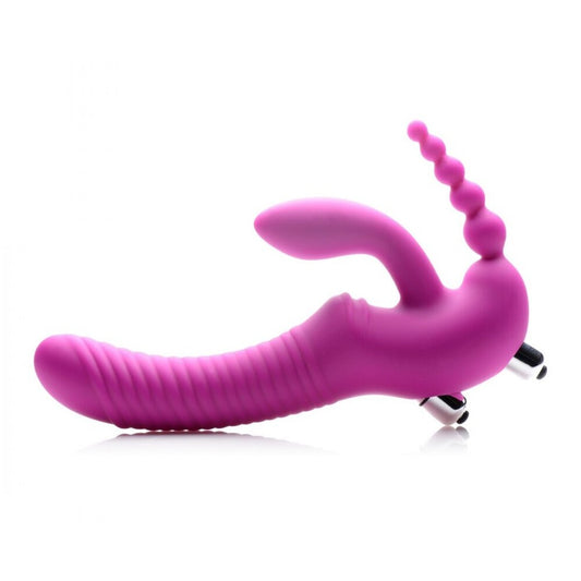 PlayBound UK adult toys & lingerie: regal rider vibrating silicone strapless strap on triple g dildo