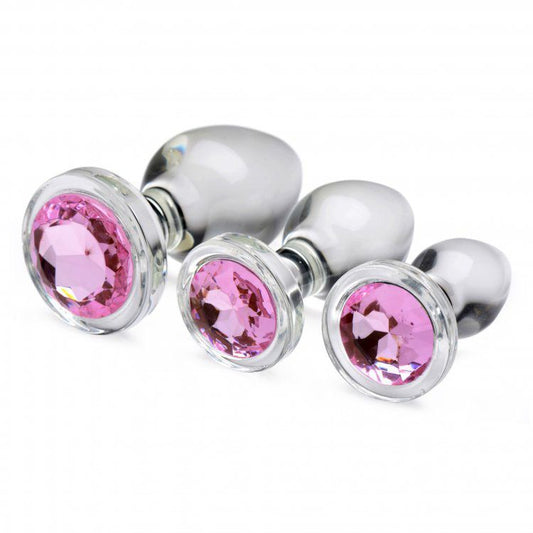 PlayBound UK adult toys & lingerie: pink gem glass anal plug set