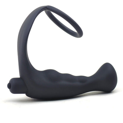 PlayBound UK adult toys & lingerie: black silicone anal plug vibrator with cock ring