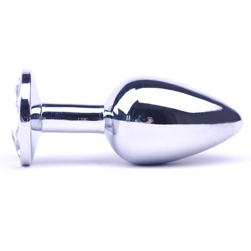 PlayBound UK adult toys & lingerie: large metal anal plug with clear crystal