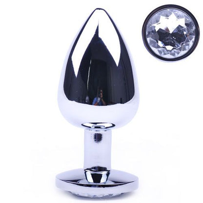 PlayBound UK adult toys & lingerie: large metal anal plug with clear crystal