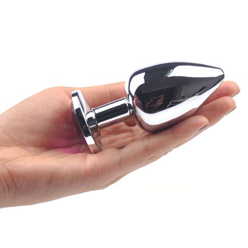 PlayBound UK adult toys & lingerie: large metal anal plug with clear crystal