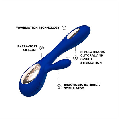 PlayBound UK adult toys & lingerie: lelo soraya wave midnight blue dual rechargeable vibrator
