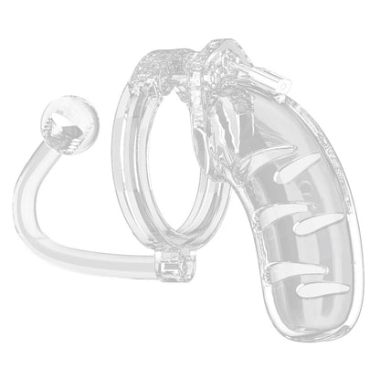 PlayBound UK adult toys & lingerie: man cage 11 male 4 5 inch clear chastity cage with anal plug