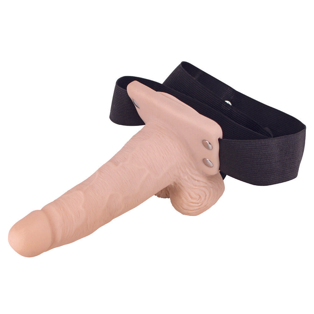 PlayBound UK adult toys & lingerie: erection assistant hollow vibrating strapon 6 inch flesh pink