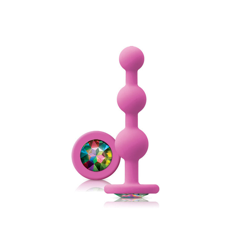 PlayBound UK adult toys & lingerie: glams pink ripple anal plug rainbow gem