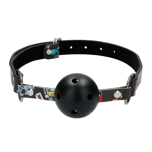 PlayBound UK adult toys & lingerie: ouch breathable ball gag with printed leather straps