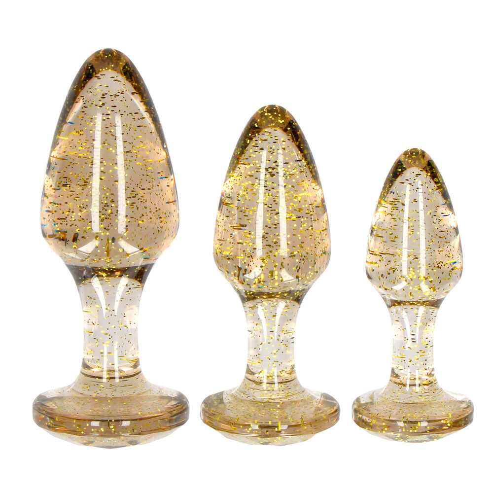 PlayBound UK adult toys & lingerie: ouch golden glitter acrylic butt plug set
