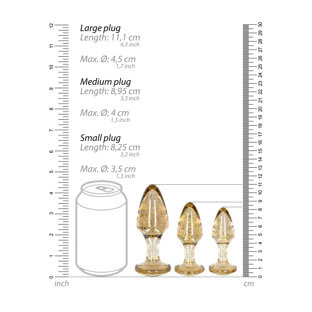 PlayBound UK adult toys & lingerie: ouch golden glitter acrylic butt plug set