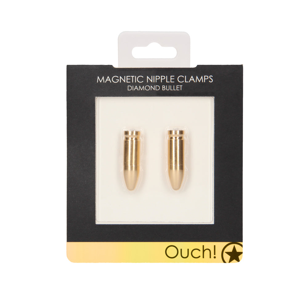 PlayBound UK adult toys & lingerie: ouch magnetic nipple clamps diamond bullet gold