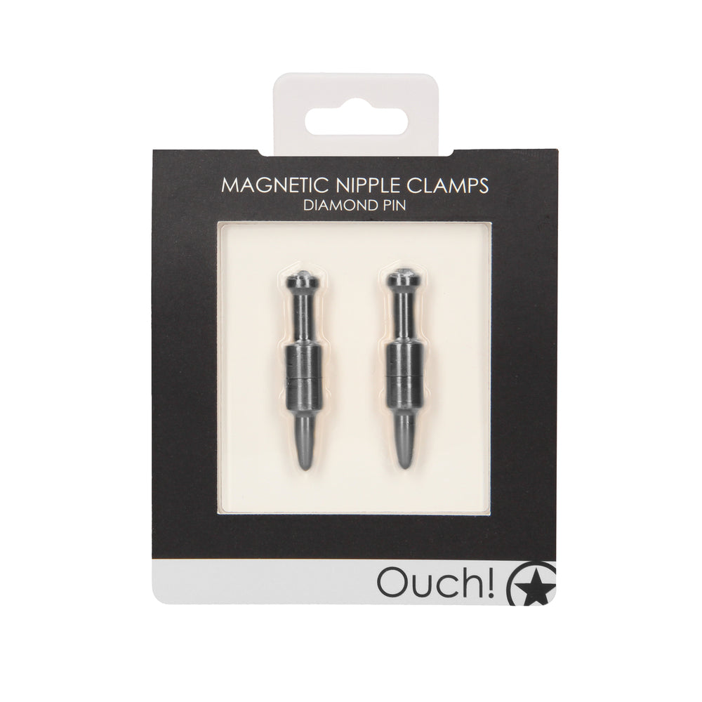 PlayBound UK adult toys & lingerie: ouch magnetic nipple clamps diamond pin grey