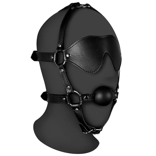 PlayBound UK adult toys & lingerie: ouch xtreme blindfolded harness with solid ball gag