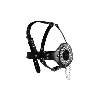 PlayBound UK adult toys & lingerie: open mouth gag head harness with plug stopper
