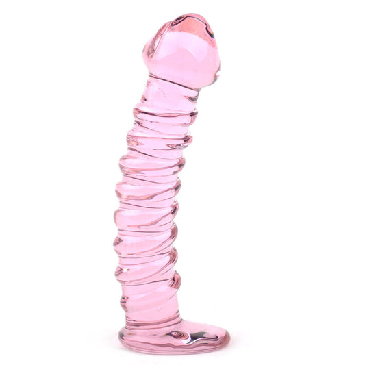 PlayBound UK adult toys & lingerie: textured pink glass dildo