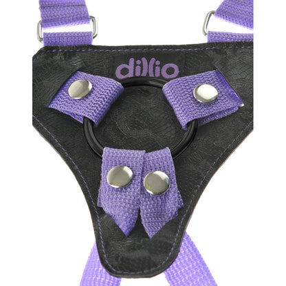 PlayBound UK adult toys & lingerie: dillio strap on suspender harness with silicone 7 inch purple do