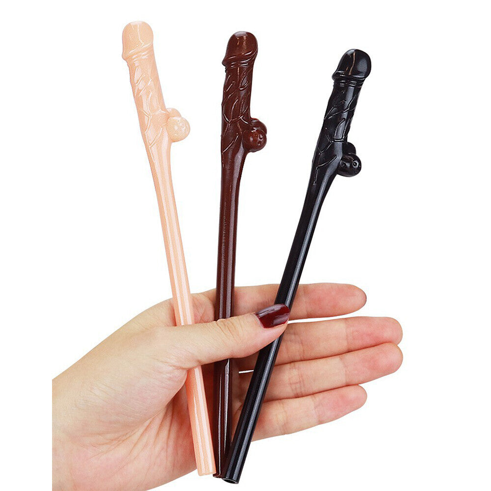 PlayBound UK adult toys & lingerie: lovetoy pack of 9 willy straws black brown and pink