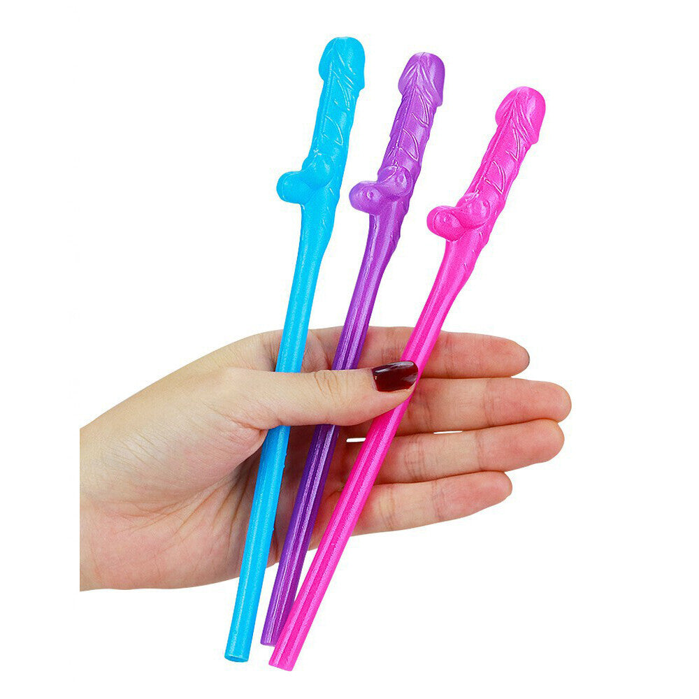 PlayBound UK adult toys & lingerie: lovetoy pack of 9 willy straws blue pink and purple