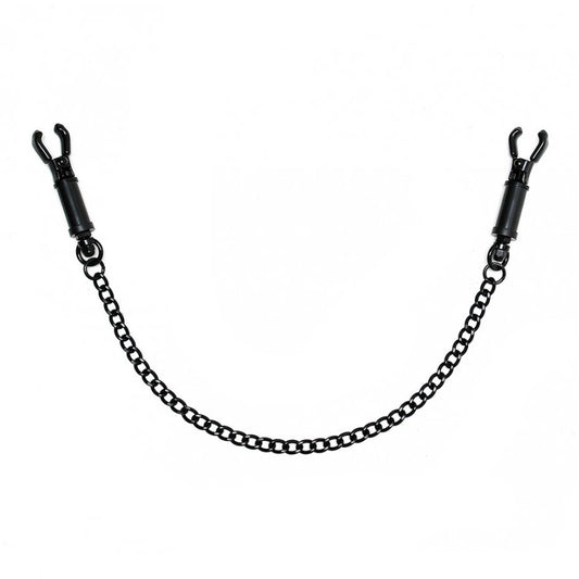 PlayBound UK adult toys & lingerie: black metal adjustable nipple clamps with chain