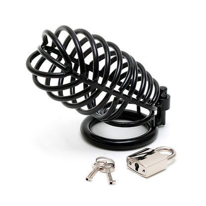 PlayBound UK adult toys & lingerie: black metal male chastity device with padlock