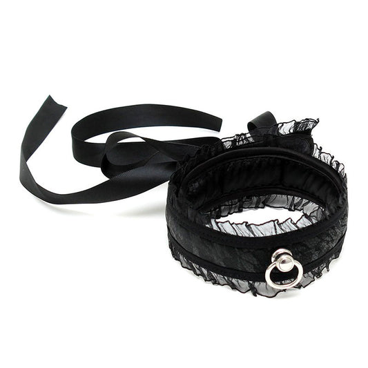 PlayBound UK adult toys & lingerie: satin look black collar with o ring