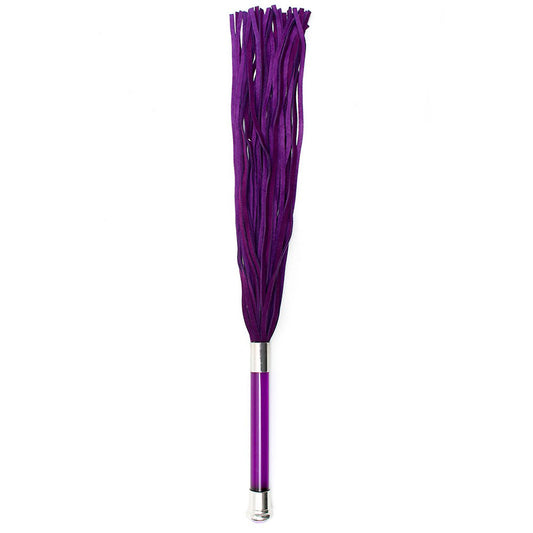 PlayBound UK adult toys & lingerie: purple suede flogger with glass handle and crystal