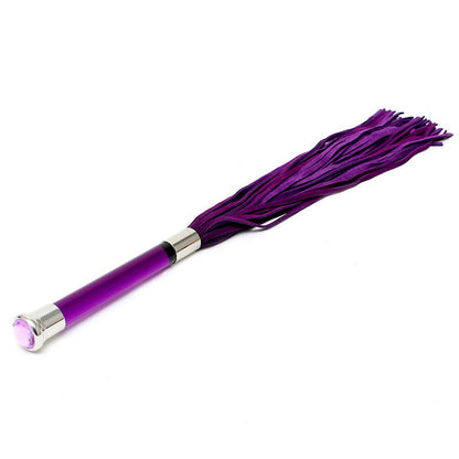 PlayBound UK adult toys & lingerie: purple suede flogger with glass handle and crystal