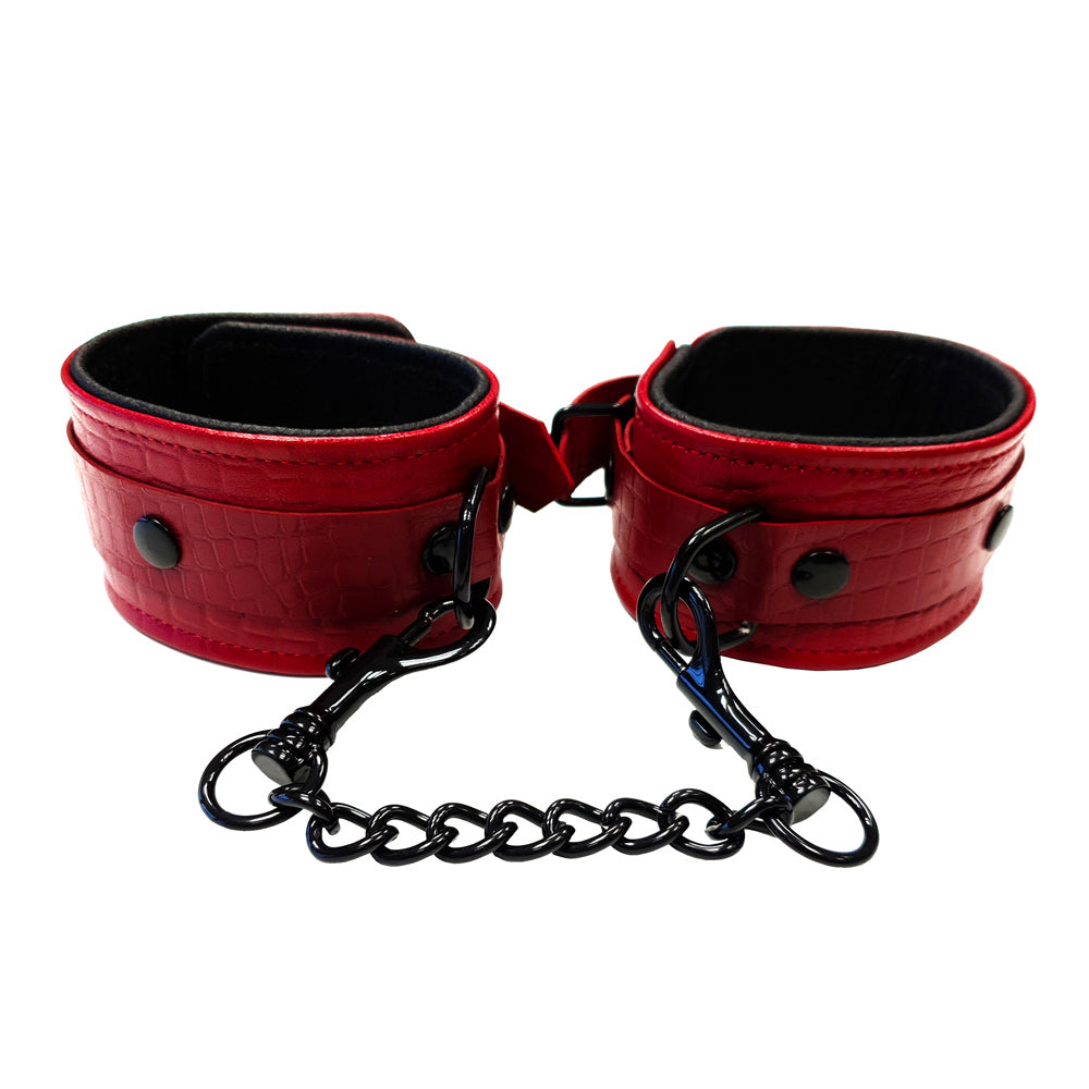 PlayBound UK adult toys & lingerie: rouge garments leather croc print ankle cuffs