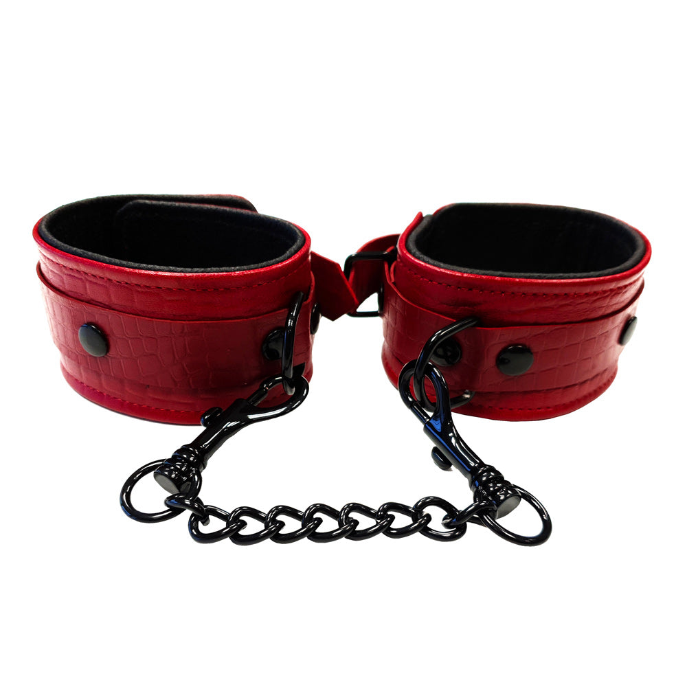 PlayBound UK adult toys & lingerie: rouge garments leather croc print wrist cuffs