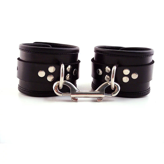 PlayBound UK adult toys & lingerie: rouge garments black leather ankle cuffs with piping