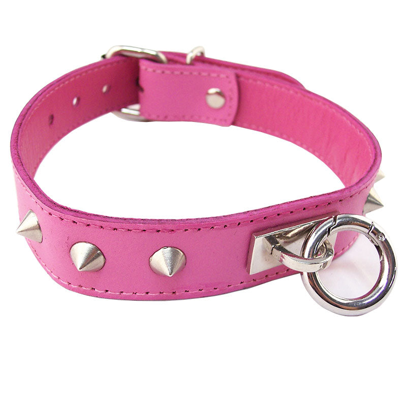 PlayBound UK adult toys & lingerie: rouge garments pink studded oring studded collar