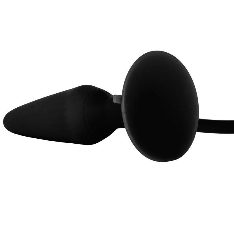 PlayBound UK adult toys & lingerie: black booty call pumper silicone inflatable medium anal plug