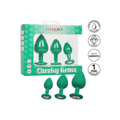 PlayBound UK adult toys & lingerie: cheeky gems butt plugs 3 piece set green